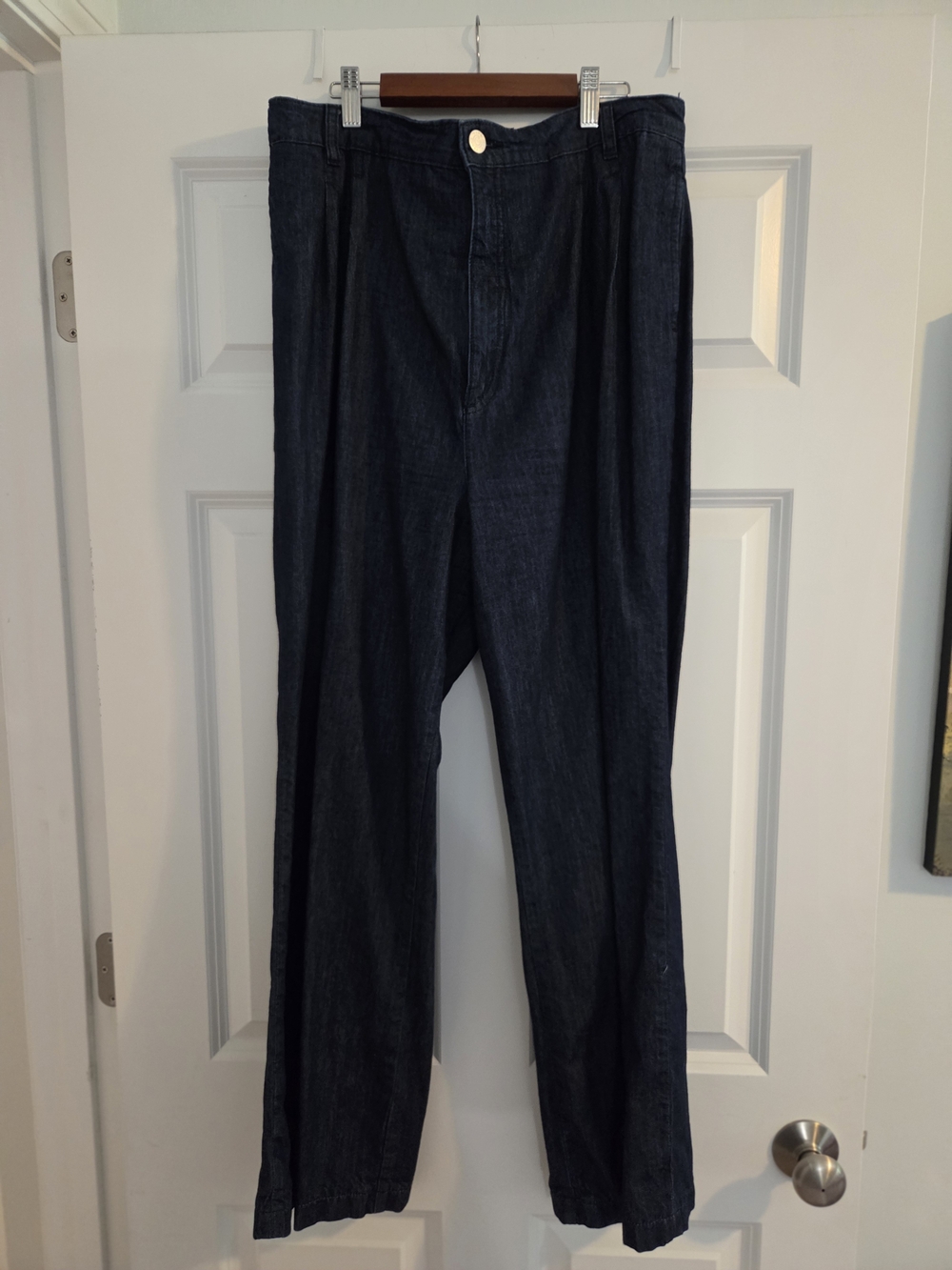 Women's Dark Blue Wide Leg Trouser Jeans - Frame Denim